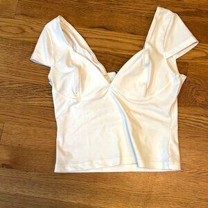 White V-Neck Cropped Top